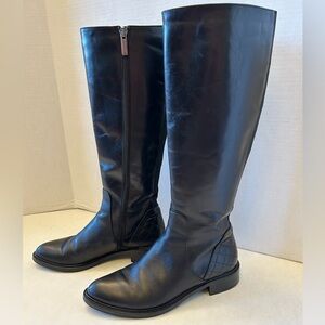 Aquatalia Geneva diamond toe water proof black leather riding boots in size 7. J